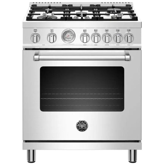 Cuisinière 30 Po. Gaz Bertazzoni MAST305DFMXE  Inox 5 bruleurs     Capacité 4.7 pieds cubes 3800 Watts  largeur 30 pouces