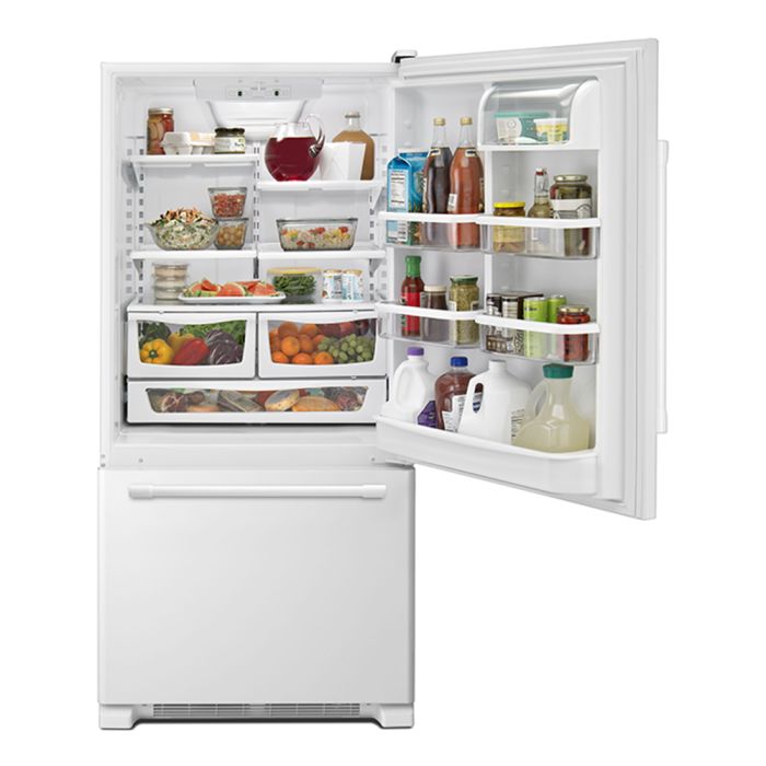 Refrigérateur Maytag MBB1957FEW Blanc Congélateur en bas / tiroir largeur 30 pouces Capacité 18.67 pieds cubes
