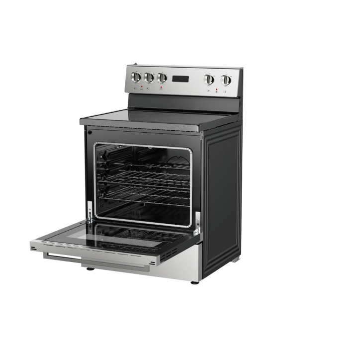 30 In. Ceramic Glass Range Marathon MER3070SS  Black Stainless   4 Burners     Capacity 4.8 cubic feet  2800 Watts  Width 30 inches