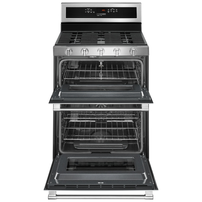 30 In. Gas Range Maytag MGT8800FZ  Stainless  5 Burners       Width 30 inches