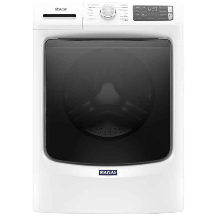 Laveuse Maytag Chargement frontal MHW6630HW 5.5 pi. cu.   Capacité 5.5 pieds cubes  12 cycles   Superposable   cuve Acier Inoxydable