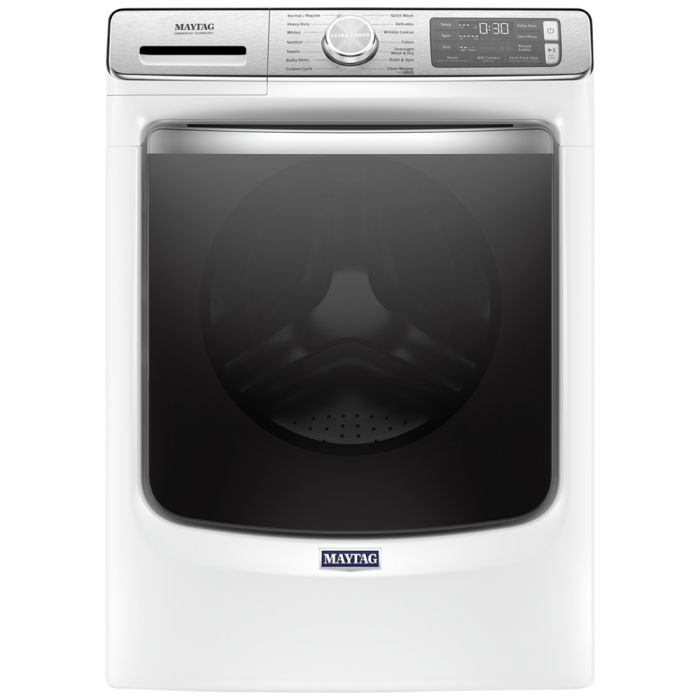 Laveuse Maytag Chargement frontal MHW8630HW 5.8 pi. cu.   Capacité 5.8 pieds cubes  14 cycles   Superposable   cuve Acier Inoxydable