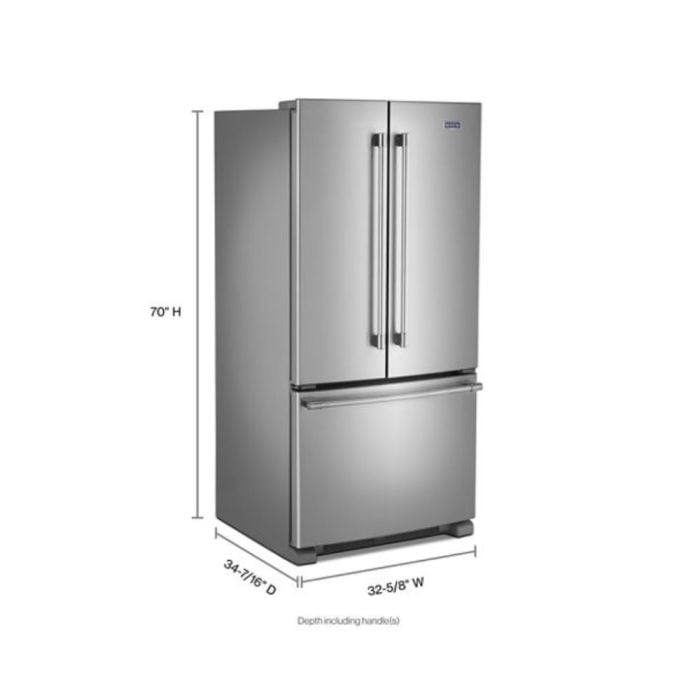 Refrigérateur Maytag MRFF5033PZ Inox Portes françaises largeur 33 pouces Capacité 22 pieds cubes