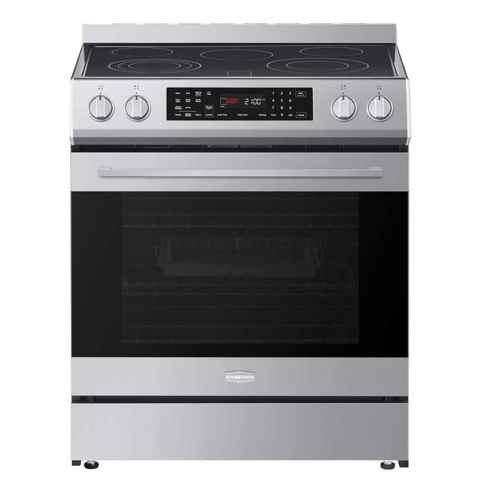 30 In. Ceramic Glass Range Marathon MSCER3080SS  Stainless  5 Burners     Capacity 5 cubic feet  2200W Watts  Width 30 inches