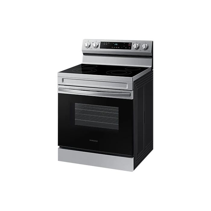 30 In. Ceramic Glass Range Samsung NE63A6111SS  Stainless  4 Burners     Capacity 6.3 cubic feet   Width 30 inches