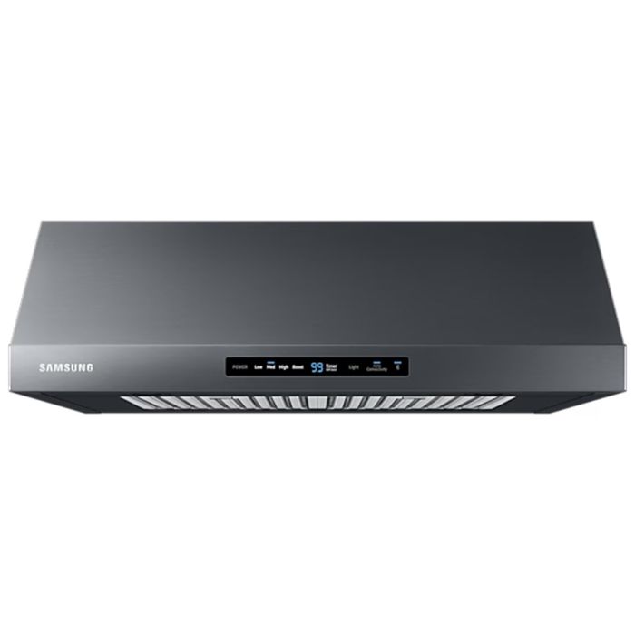 Hotte Sous armoires 30 Po. 390 Pieds cubes par minute Samsung NK30N7000UG Inox Noir Installation Hotte sous cabinet  390 pieds cubes par minute
