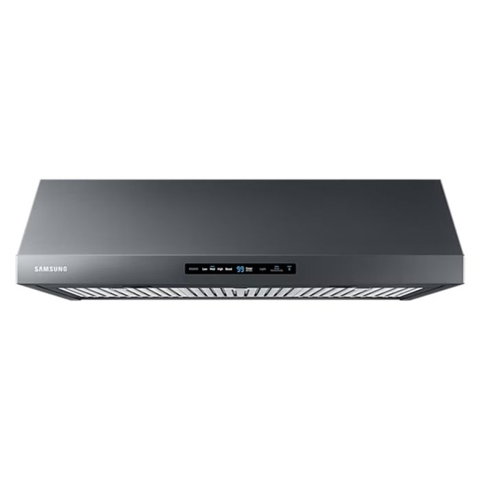 Hotte Sous armoires 36 Po. 600 Pieds cubes par minute Samsung NK36N7000UG Inox Noir Installation Hotte sous cabinet  600 pieds cubes par minute