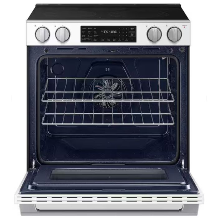 Cuisinière 30 Po. Vitrocéramique Samsung NSE80H63SWAC  Blanc 5 bruleurs     Capacité 6.3 pieds cubes   largeur 30 pouces