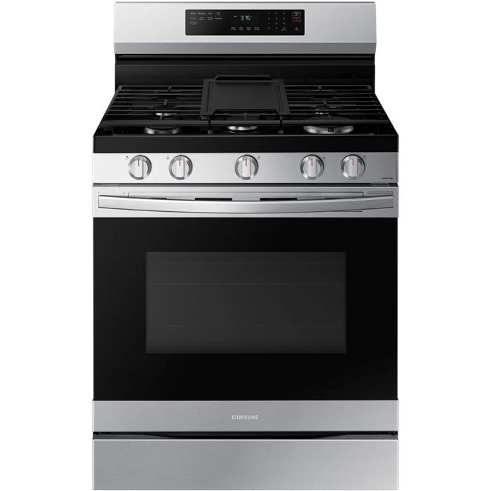 Cuisinière 30 Po. Gaz Samsung NX60A6511SS  Inox 5 bruleurs     Capacité 6 pieds cubes   largeur 30 pouces