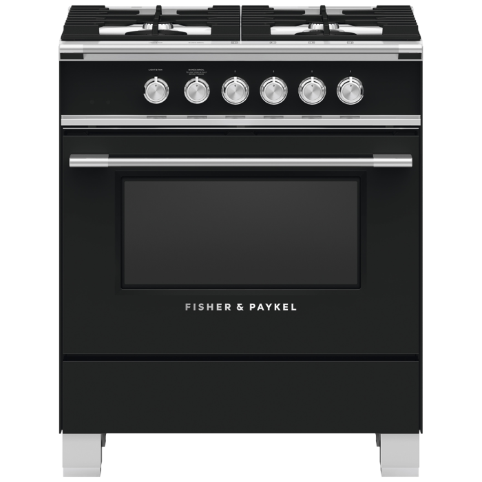 30 In. Gas Range Fisher & Paykel OR30SCG4B1  Black  4 Burners       Width 30 inches