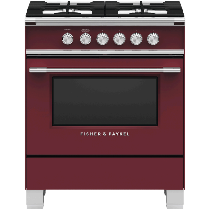 Cuisinière 30 Po. Gaz Fisher & Paykel OR30SCG4R1  Rouge 4 bruleurs       largeur 30 pouces