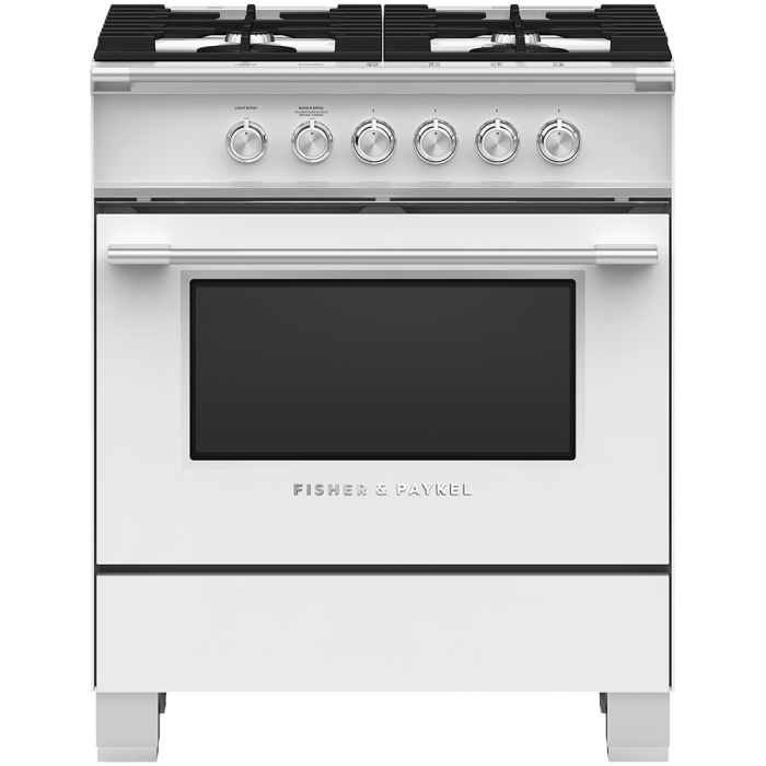 30 In. Gas Range Fisher & Paykel OR30SCG4W1  White  4 Burners       Width 30 inches