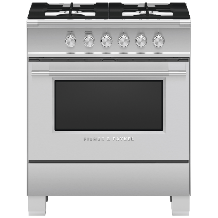 30 In. Gas Range Fisher & Paykel OR30SCG4X1  Stainless  4 Burners       Width 30 inches