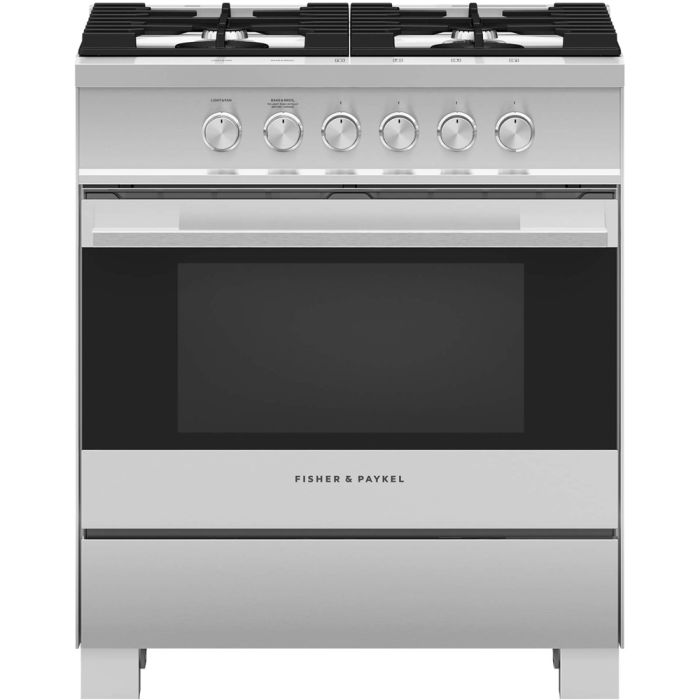 30 In. Gas Range Fisher & Paykel OR30SDG4X1  Stainless  4 Burners       Width 30 inches