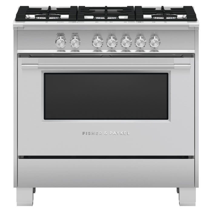 36 In. Gas Range Fisher & Paykel OR36SCG4X1  Stainless  5 Burners       Width 36 inches