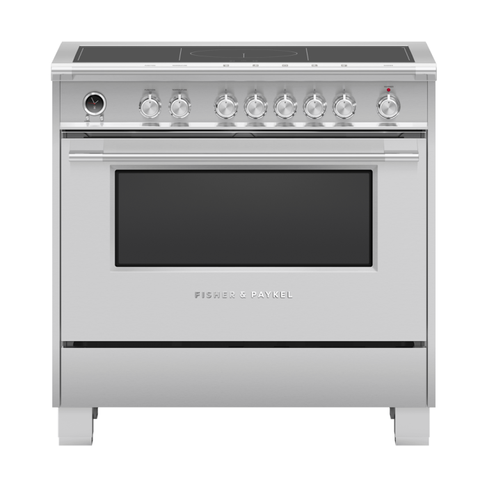 36 In. Induction Range Fisher & Paykel OR36SCI6X1  Stainless  5 Burners     Capacity 4.9 cubic feet   Width 36 inches