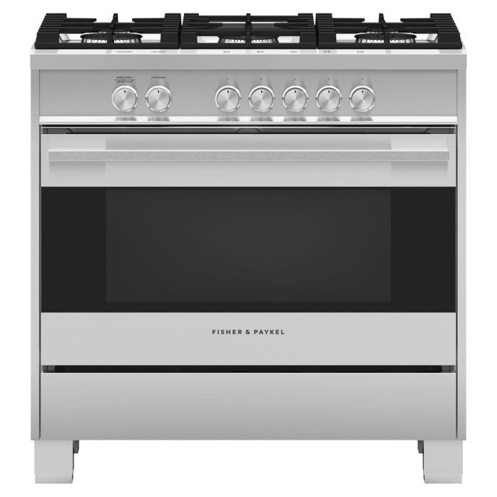 36 In. Gas Range Fisher & Paykel OR36SDG4X1  Stainless  5 Burners       Width 36 inches