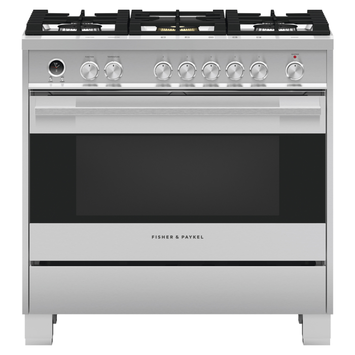 36 In. Gas Range Fisher & Paykel OR36SDG6X1  Stainless  5 Burners     Capacity 4.9 cubic feet   Width 36 inches