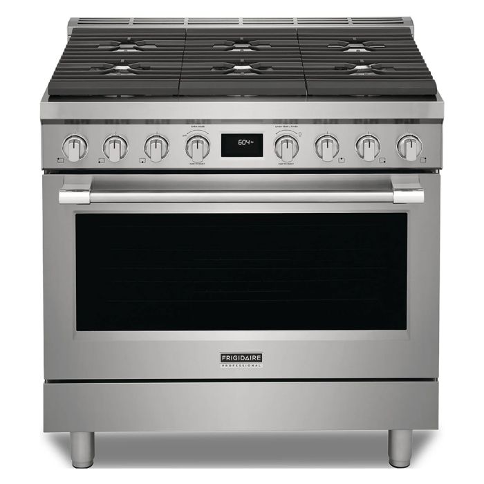 Cuisinière 36 Po. Frigidaire Professional PCFD3670AF  Inox 6 bruleurs     Capacité 4.4 pieds cubes 3300 Watts  largeur 36 pouces