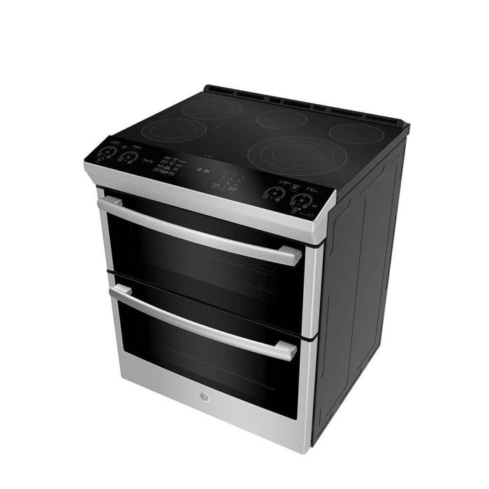 Cuisinière 30 Po. Vitrocéramique GE Profile PCS980YMFS  Inox 8 bruleurs     Capacité 2.5 pieds cubes 2650W Watts  largeur 30 pouces