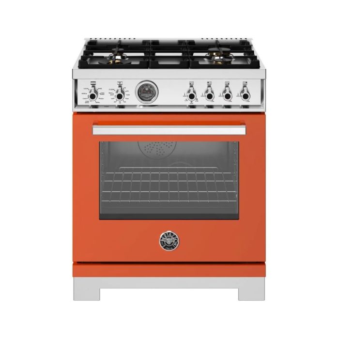 30 In. Gas Range Bertazzoni PRO304BFEPART  Orange  4 Burners     Capacity 4.6 cubic feet   Width 30 inches