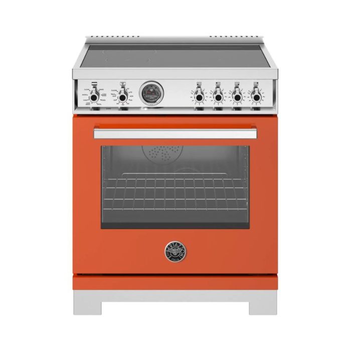 30 In. Induction Range Bertazzoni PRO304IFEPART  Orange  4 Burners     Capacity 4.6 cubic feet   Width 30 inches