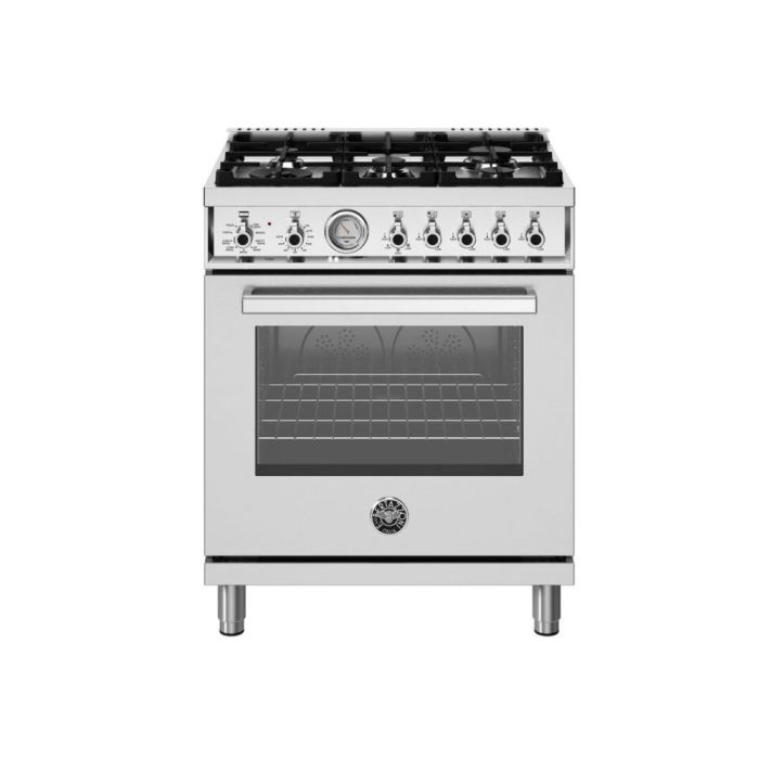 30 In. Gas Range Bertazzoni PRO305DFMXV  Stainless  5 Burners     Capacity 4.7 cubic feet  120/240V 60 Hz - 3700W Watts  Width 30 inches