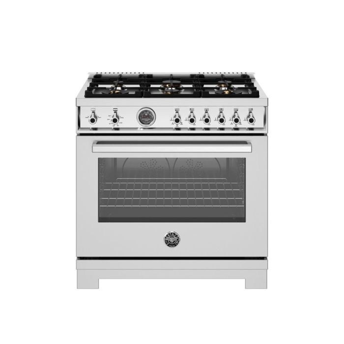 36 In. Gas Range Bertazzoni PRO366BCFGMXT  Stainless  6 Burners     Capacity 5.7 cubic feet   Width 36 inches