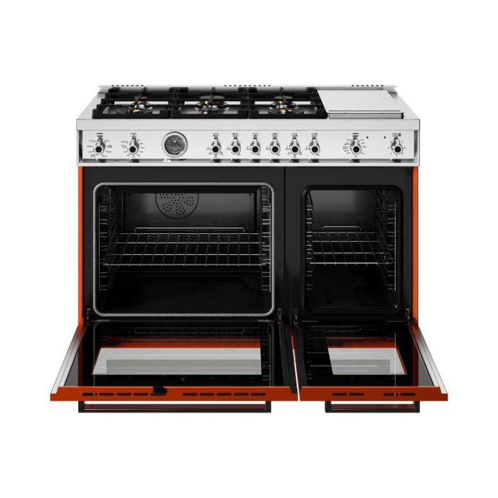 48 In. Gas Range Bertazzoni PRO486BTFEPART  Orange  6 Burners     Capacity 4.6 cubic feet   Width 48 inches