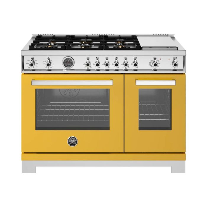 48 In. Gas Range Bertazzoni PRO486BTFEPGIT  Yellow  6 Burners     Capacity 4.6 cubic feet   Width 48 inches