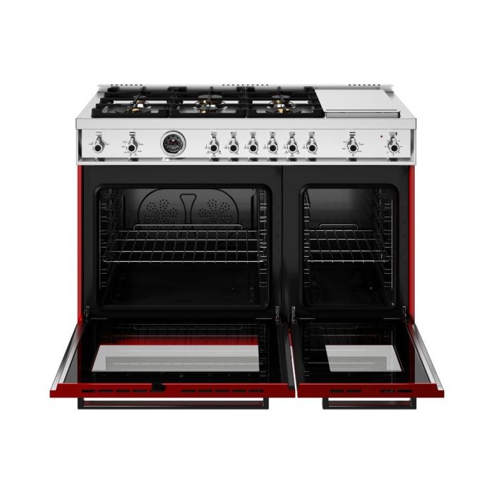48 In. Gas Range Bertazzoni PRO486BTFGMROT  Red  6 Burners     Capacity 7 cubic feet   Width 48 inches