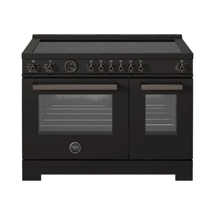 48 In. Induction Range Bertazzoni PRO486IGFEPCAT  Black  6 Burners     Capacity 7 cubic feet   Width 48 inches