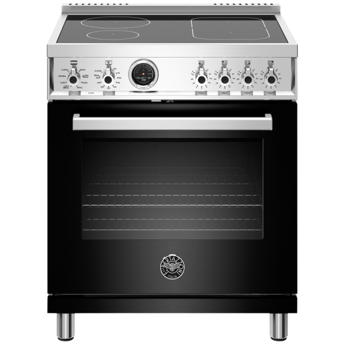 Cuisinière 30 Po. Induction Bertazzoni PROF304INSNET  Noir 4 bruleurs     Capacité 4.6 pieds cubes 2100 Watts  largeur 30 pouces