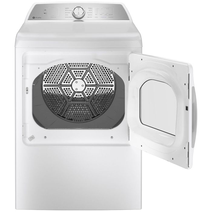 Sécheuse GE Profile PTD60EBMRWS 7.4 pi. cu.   Capacité  7.4 pieds cubes   Autoportant   Système de séchage Ventilé