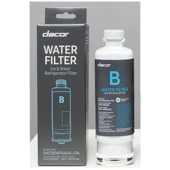 Ice and Water Refrigerator Filter Dacor RAC00WFAAAA in White showcased by Corbeil Appliances
