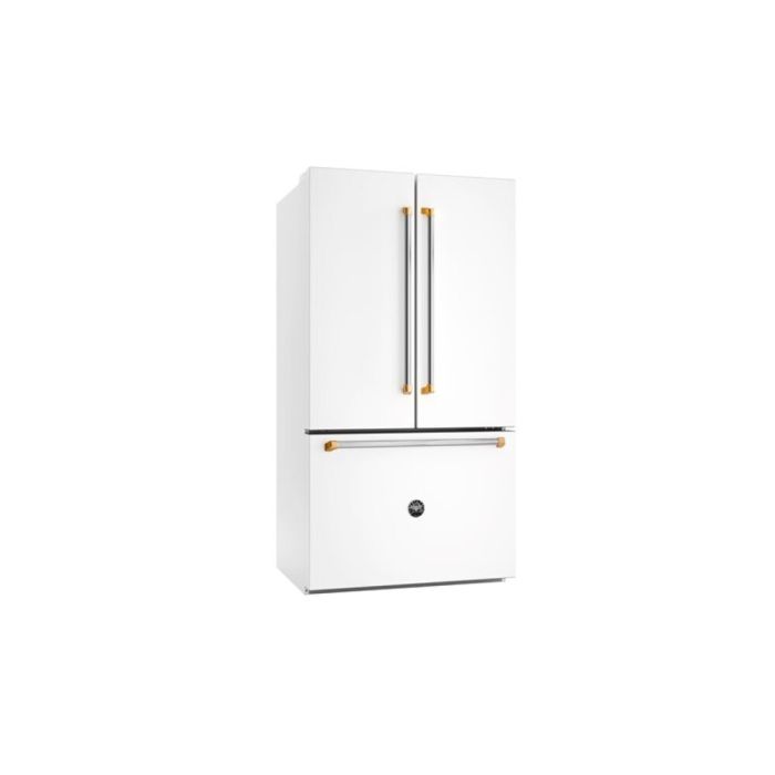 Refrigérateur Bertazzoni RFD36FZNW Blanc Portes françaises largeur 36 pouces Capacité 26.2 pieds cubes