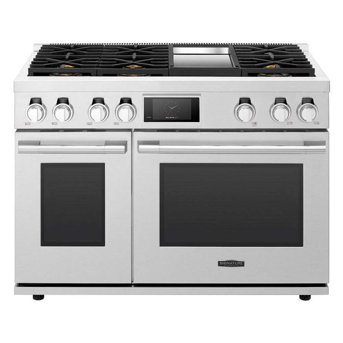 Cuisinière 48 Po. Gaz Signature Kitchen Suite (SKS) SKSDR480GS  Inox 6 bruleurs     Capacité 2.7 pieds cubes 2100W Watts  largeur 48 pouces