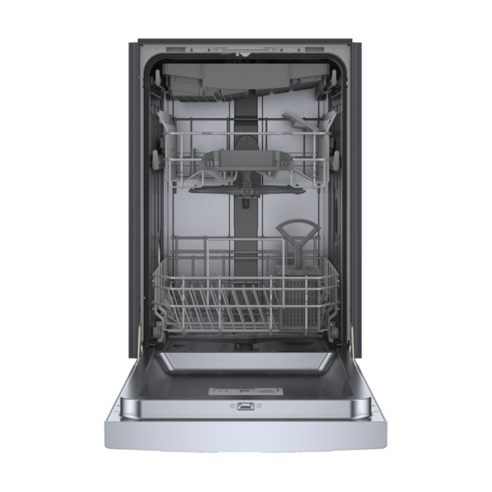 17.64 In. 46 dB Dishwasher Bosch SPE53C55UC width 18 inches  46 Decibels  5 cycles  Built-in