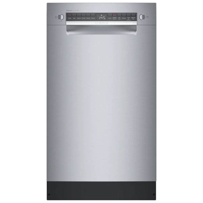 17.64 In. 44 dB Dishwasher Bosch SPE68C75UC width 18 inches  44 Decibels  6 cycles  Built-in