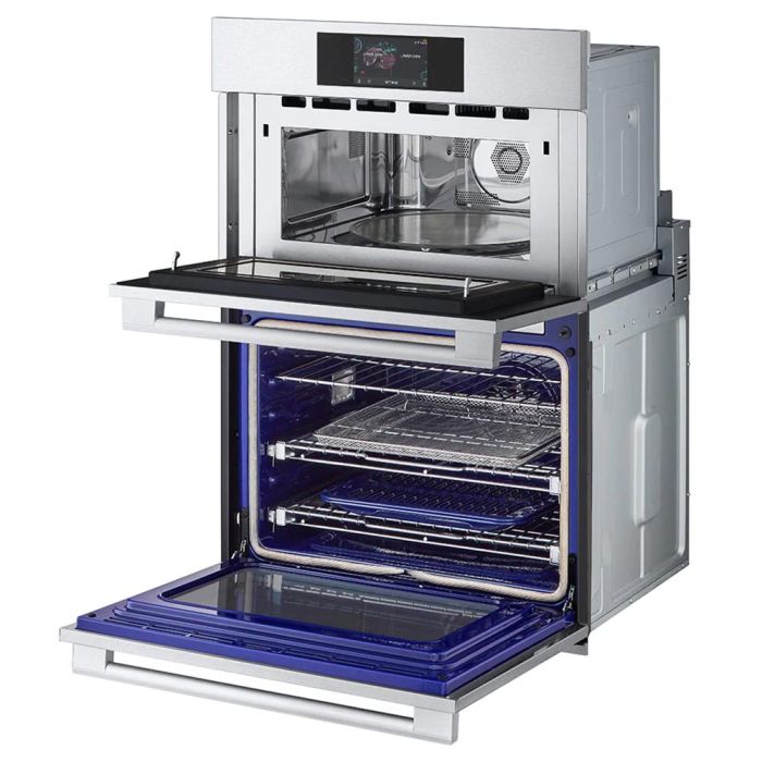 Fours combinés LG WCES6428F en Inox  Four 1 Micro-Onde à Convection Four 2 Nettoyage manuel avec Convection Encastrable largeur 30