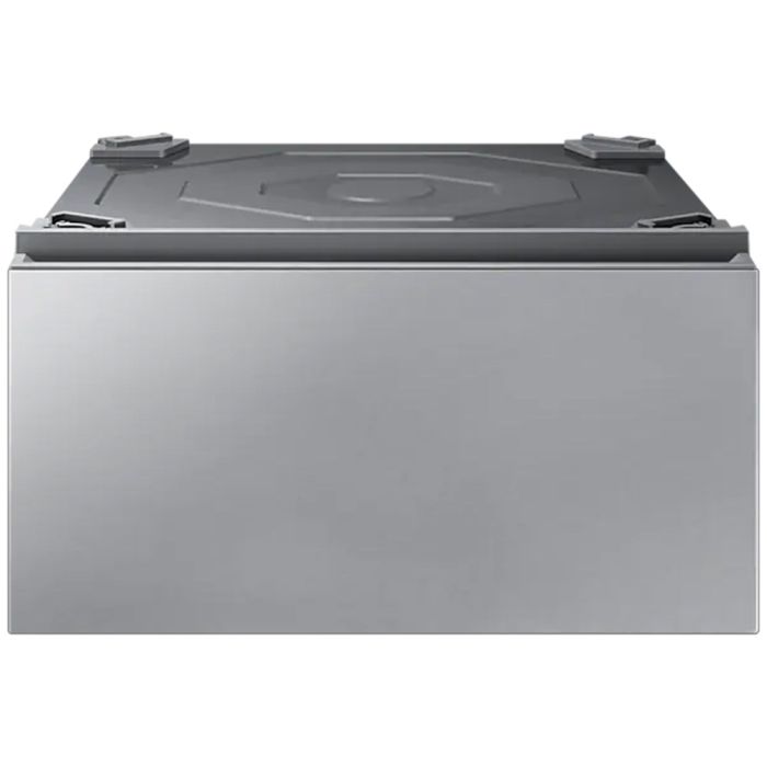 Samsung Pedestal WE502NT100 Silver in Stainless showcased by Corbeil Appliances