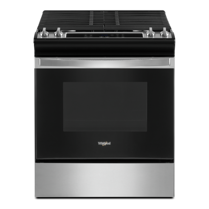 Cuisinière 30 Po. Gaz Whirlpool WEG515S0LS  Inox 4 bruleurs       largeur 30 pouces