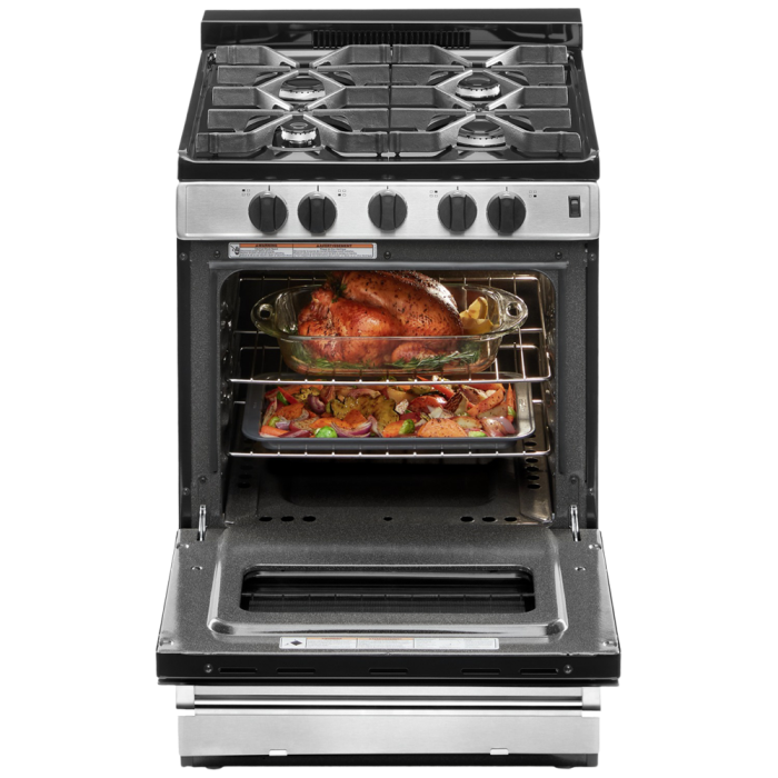 24 In. Gas Range Whirlpool WFG500M4HS  Stainless  4 Burners       Width 24 inches