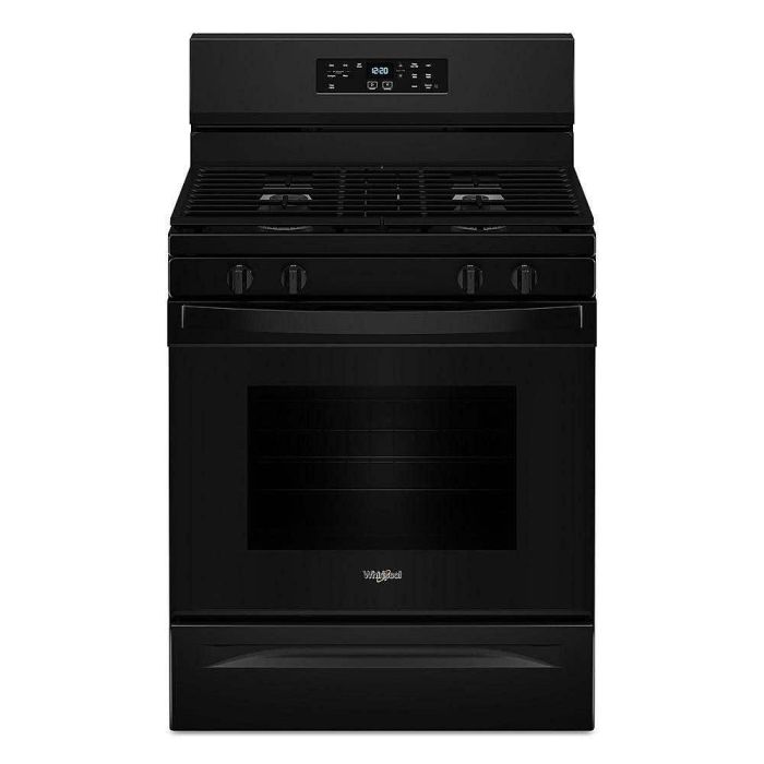 Cuisinière 30 Po. Gaz Whirlpool WFGS3530RB  Noir 4 bruleurs     Capacité 5 pieds cubes   largeur 30 pouces