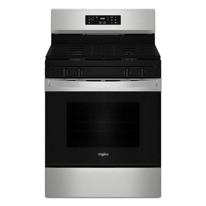 Cuisinière 30 Po. Gaz Whirlpool WFGS3530RS  Inox 4 bruleurs     Capacité 5 pieds cubes   largeur 30 pouces