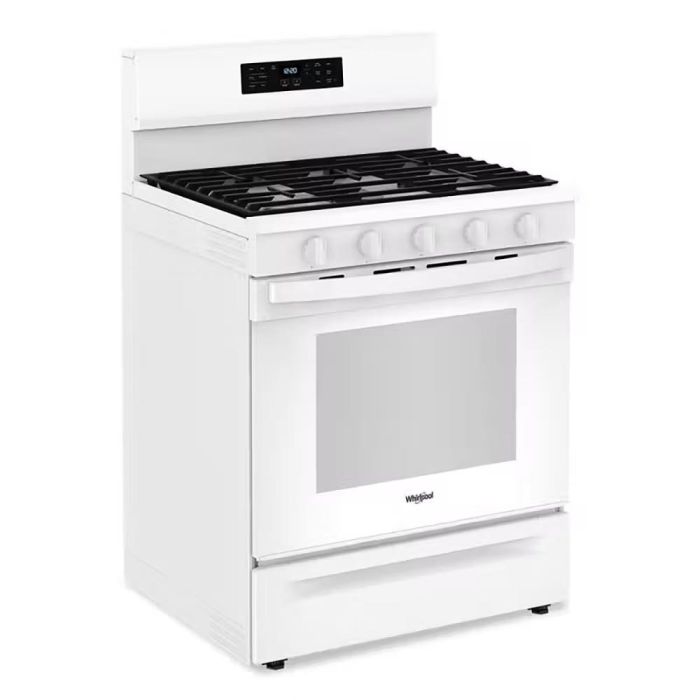 Cuisinière 30 Po. Gaz Whirlpool WFGS5030RW  Blanc 5 bruleurs     Capacité 5 pieds cubes   largeur 30 pouces