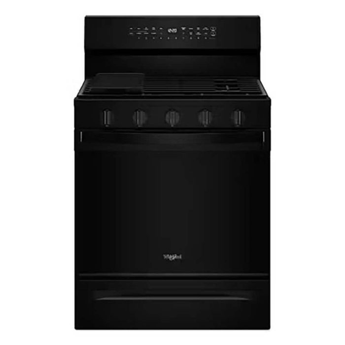 Cuisinière 30 Po. Gaz Whirlpool WFGS7530RB  Noir 5 bruleurs     Capacité 5.3 pieds cubes   largeur 30 pouces
