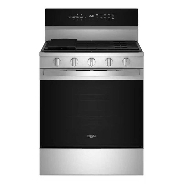 Cuisinière 30 Po. Gaz Whirlpool WFGS7530RZ  Inox 5 bruleurs     Capacité 5.3 pieds cubes   largeur 30 pouces