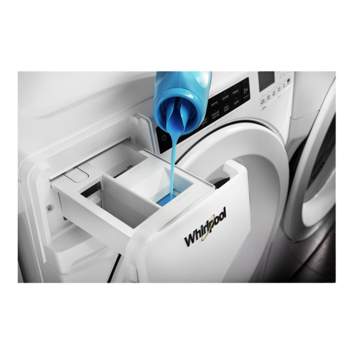 Laveuse Whirlpool Chargement frontal WFW560CHW 5 pi. cu.   Capacité 5 pieds cubes  7 cycles   Superposable   cuve Acier Inoxydable