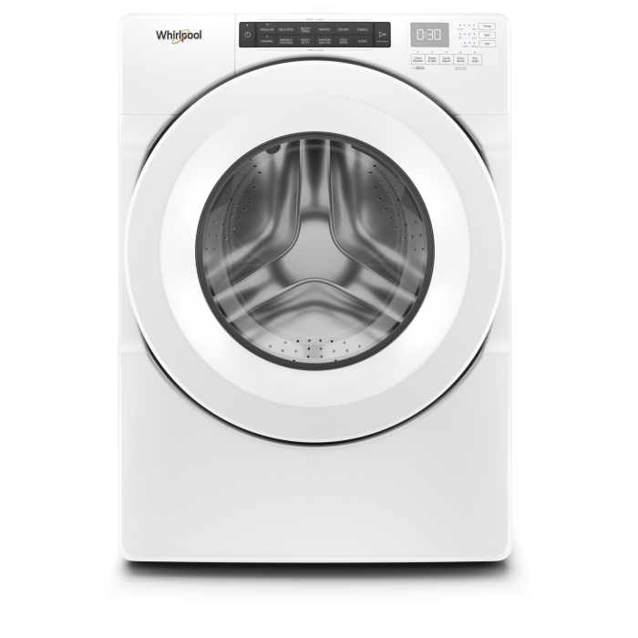 Laveuse Whirlpool Chargement frontal WFW560CHW 5 pi. cu.   Capacité 5 pieds cubes  7 cycles   Superposable   cuve Acier Inoxydable